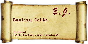 Beslity Jolán névjegykártya